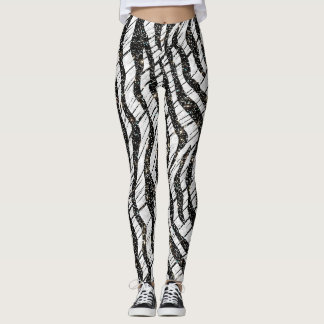 Witte en zwarte Abstracte dieren Leggings