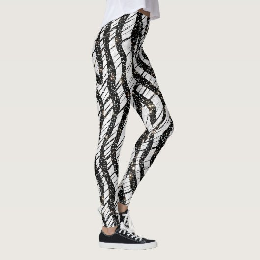 Witte en zwarte Abstracte dieren Leggings (Rechts)