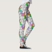 Witte en zwarte Abstracte lijnen Patroonkleurstof  Leggings (Rechts)