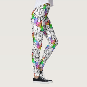 Witte en zwarte Abstracte lijnen Patroonkleurstof  Leggings