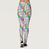 Witte en zwarte Abstracte lijnen Patroonkleurstof  Leggings (Achterkant)