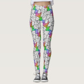 Witte en zwarte Abstracte lijnen Patroonkleurstof  Leggings (Voorkant)