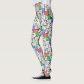 Witte en zwarte Abstracte lijnen Patroonkleurstof  Leggings (Links)