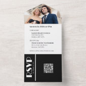 Witte en zwarte affaire-trouwringen- all in one uitnodiging (Binnen)