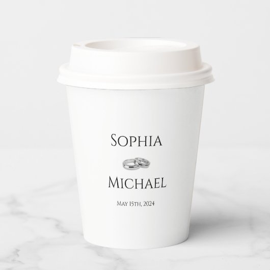 Witte en zwarte affaire-trouwringen- papieren bekers (Achterkant)