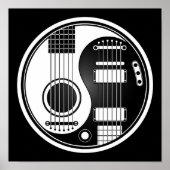 Witte en zwarte akoestische gitaren Yin Yang Poster (Voorkant)