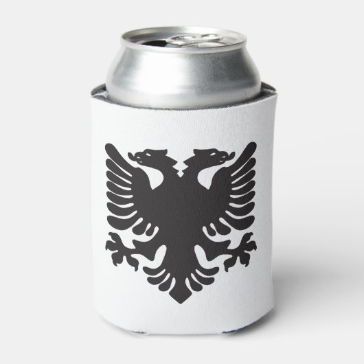 Witte en zwarte Albanese adelaar Koelbox Blikjeskoeler (Blikje Voorkant)