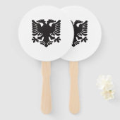 Witte en zwarte Albanese Eagle Paper Fan Handwaaier (Voorkant en achterkant)