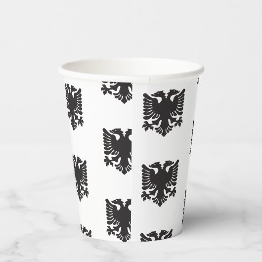 Witte en zwarte Albanese Eagle Papieren bekers (Rechts)