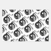 Witte en zwarte bal Ornament en lint Inpakpapier Vel (Voorkant)