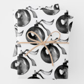 Witte en zwarte bal Ornament en lint Inpakpapier Vel (In situ)