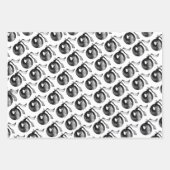 Witte en zwarte bal Ornament en lint Inpakpapier Vel (Voorkant 3)