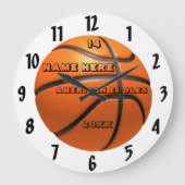 Witte en zwarte Basketball-klok met afspeelnaam Grote Klok (Voorkant)