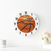 Witte en zwarte Basketball-klok met afspeelnaam Grote Klok (Huis)