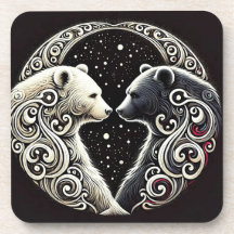 Witte en zwarte beren in een Yin Yang-ontwerp