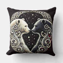 Witte en zwarte beren in een Yin Yang-ontwerp