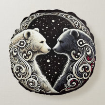 Witte en zwarte beren in een Yin Yang-ontwerp