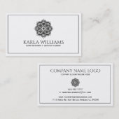 Witte en zwarte bloemenmandala visitekaartje (Voorkant / Achterkant)