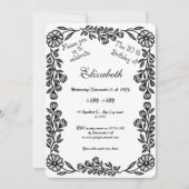 Witte en zwarte botanische bloem 30e verjaardag kaart (Voorkant)