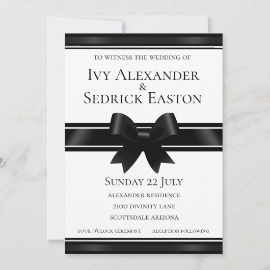 Witte en zwarte bruiloft kaart (Achterkant)