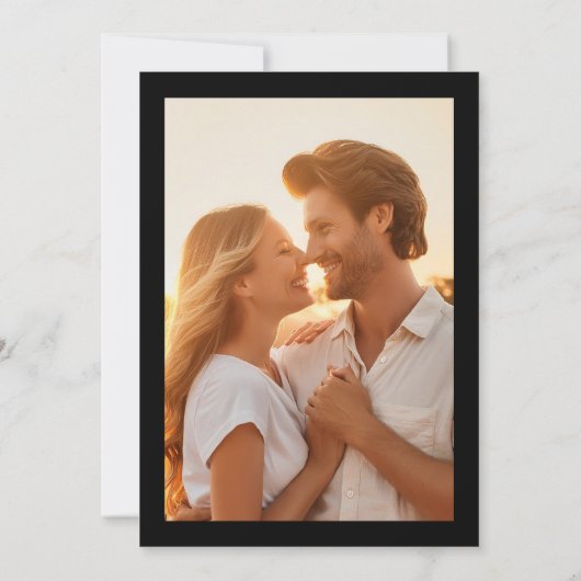 Witte en zwarte bruiloft repetitie Dinner Foto Kaart (Achterkant)