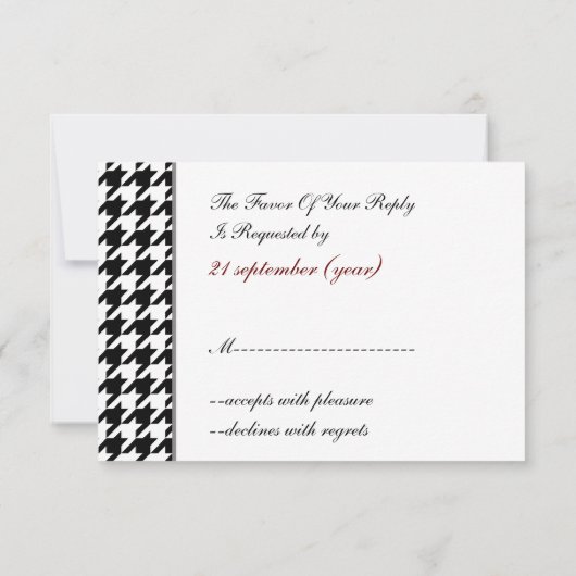 witte en zwarte bruiloft rsvp 3,5 x 5 kaartje (Achterkant)