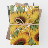 Witte en zwarte buffelhout Zonnebloemen Inpakpapier Vel (In situ)