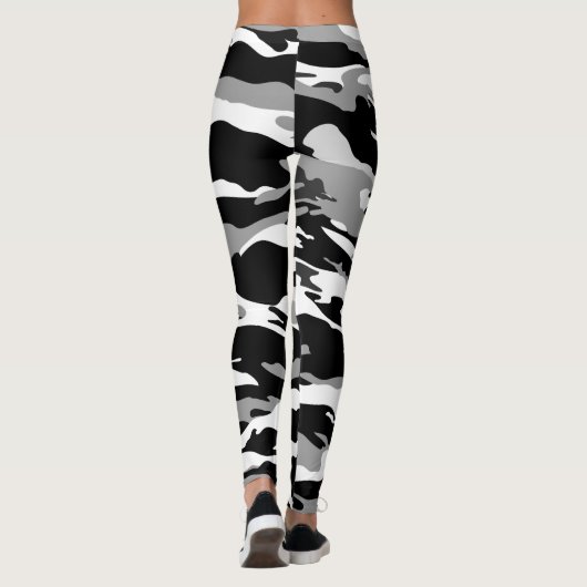 witte en zwarte Camo Camouflage Leggings (Achterkant)