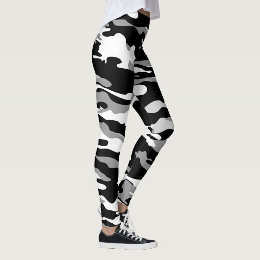 witte en zwarte Camo Camouflage Leggings (Rechts)