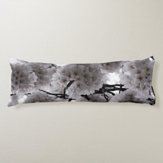 Witte en zwarte Cherry Blossom Lichaamskussen (Voorkant)
