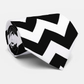 Witte en zwarte Chevron Zigzag Stropdas (Opgerold)
