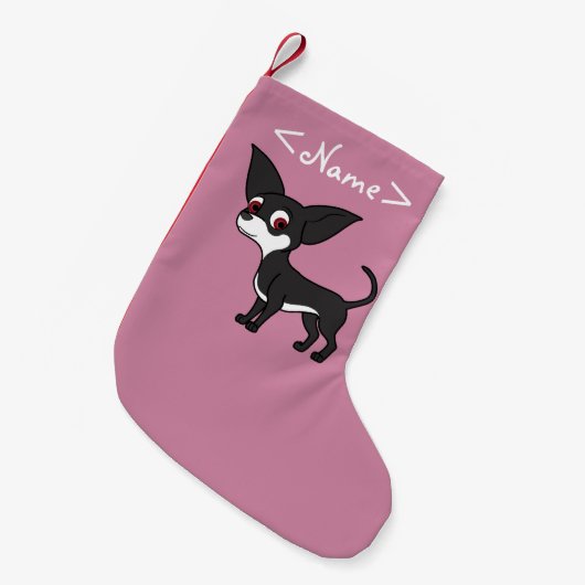 Witte en zwarte Chihuahua met korte haar Kleine Kerstsok (Voorkant (Hangend))