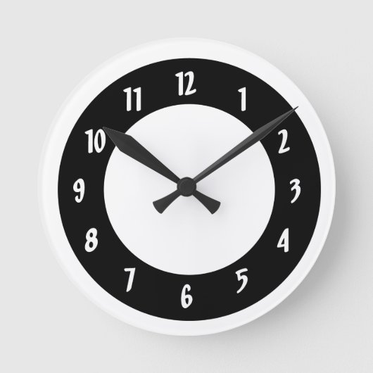 Witte en zwarte cirkels ronde klok (Voorkant)