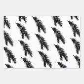 Witte en zwarte dennenspar takken inpakpapier vel (Voorkant 2)