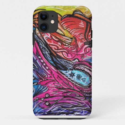 witte en zwarte details op een multikleurige achte Case-Mate iPhone case (Achterkant)