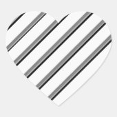 Witte en zwarte diagonale streep hartstickers hart sticker (Voorkant)