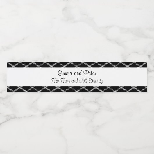 Witte en Zwarte Diamanten Romantisch Sentiment Waterfles Etiket (Enkel label)