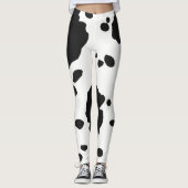 Witte en zwarte dierlijke koe vlekken leggings (Voorkant)