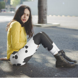 Witte en zwarte dierlijke koe vlekken leggings
