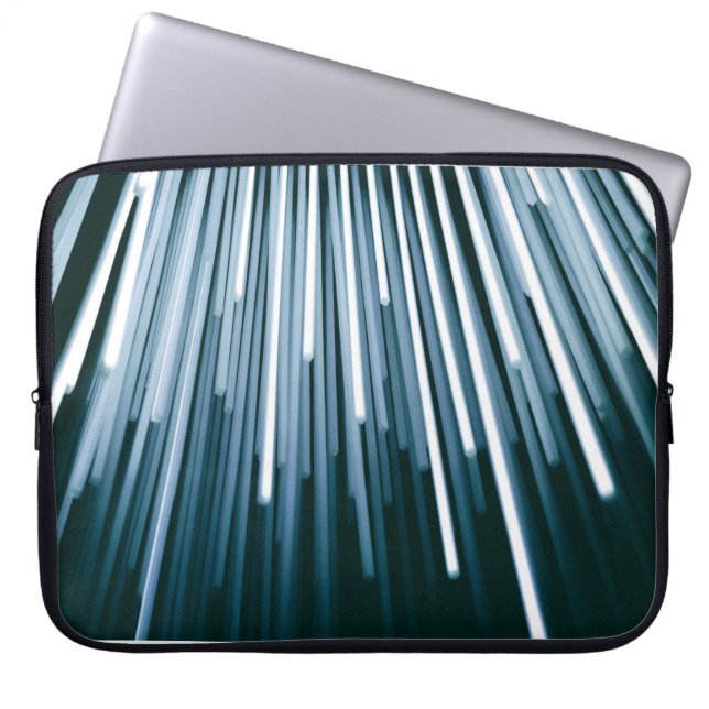 Witte en zwarte digitale laptop sleeve (Voorkant)