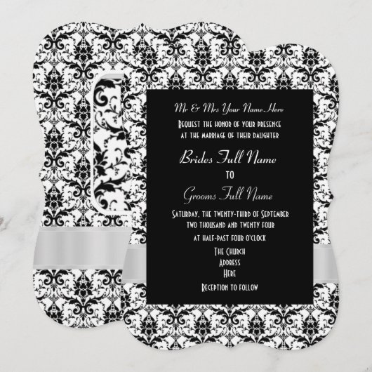 Witte en zwarte dwergbruiloft kaart (Voorkant / Achterkant)