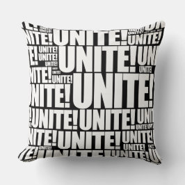 Witte en zwarte EENHEID! Typografie Herhaal patroo Kussen