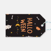 Witte en zwarte eenvoudige Halloween cadeau Labels Cadeaulabel (Voorkant (Horizontaal))