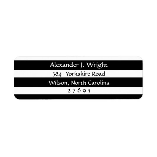 Witte en zwarte effen strepen Retouradreslabel Etiket (Voorkant)