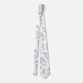 Witte en zwarte florale Fowers natuurlijk Botanisc Stropdas (Achterkant)