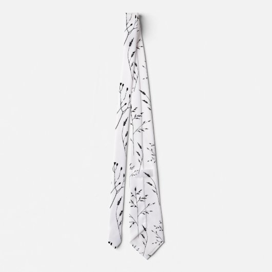 Witte en zwarte florale Fowers natuurlijk Botanisc Stropdas (Achterkant)