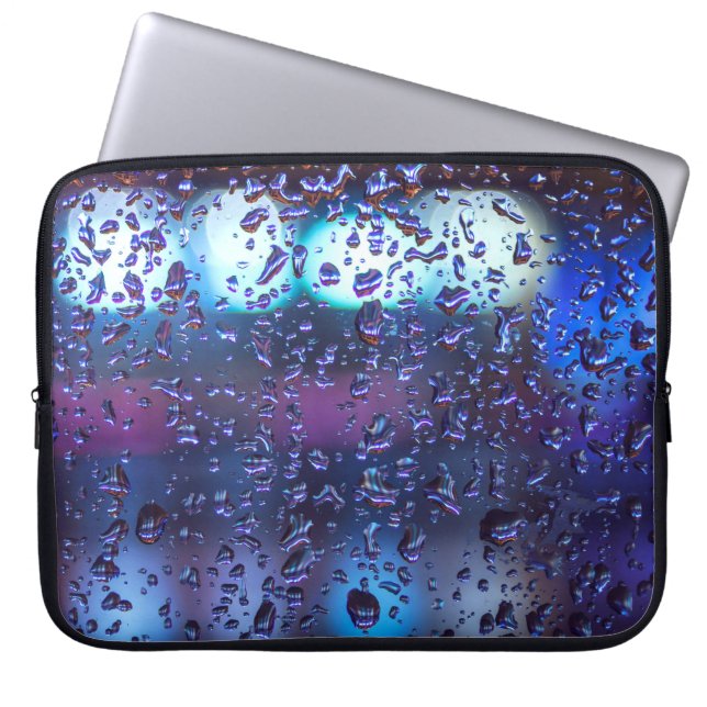 Witte en zwarte florale textiel laptop sleeve (Voorkant)