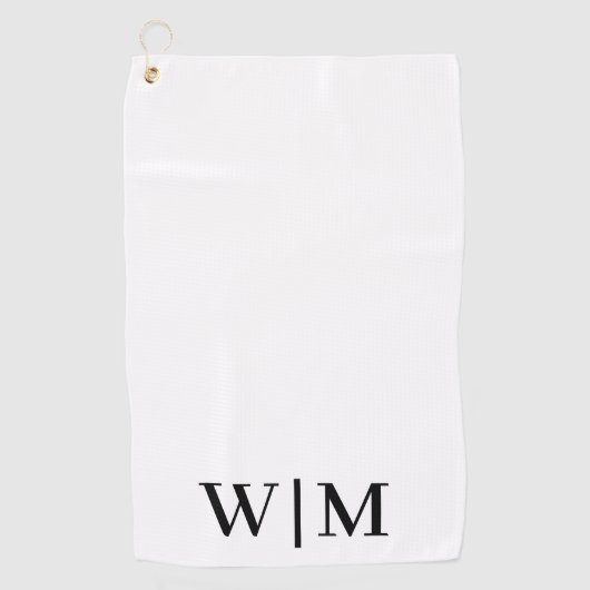 Witte en zwarte gepersonaliseerde golfhanddoek (Voorkant)