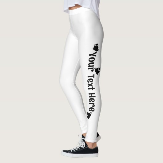 Witte en zwarte gepersonaliseerde vlindernaam leggings (Links)