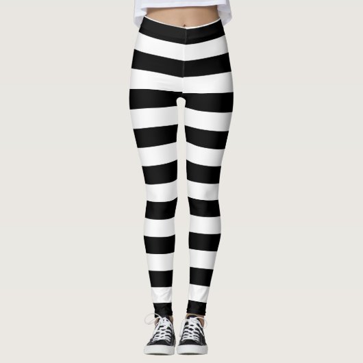Witte en zwarte gestreept halloween-Leggings Leggings (Voorkant)